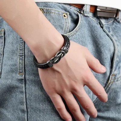 Bracciale "A Mio Figlio, A Mio Nipote", Ti Amerò Per Sempre, Bracciale In Pelle Intrecciata, Bracciale Da Uomo In Pelle Intrecciata Con Nodo | IT - Foto 7