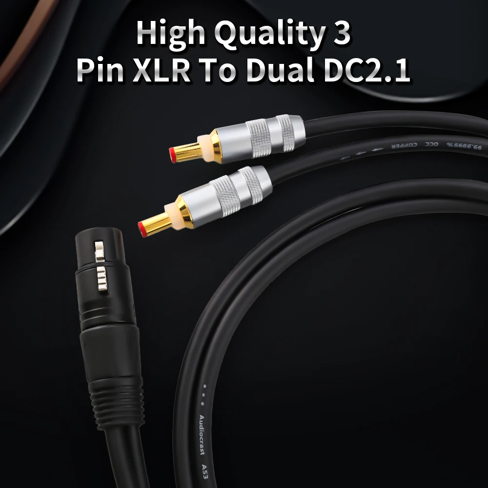 HI-End HiFi OFC DC Y-Cable for HDPlex PSU 3Pin XLR Female Splitter DC2.1 DC2.5