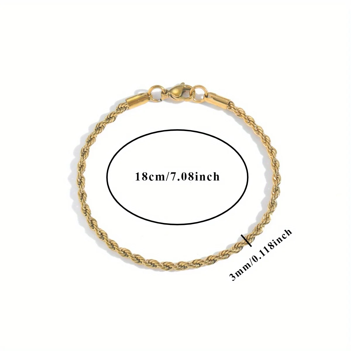 Silvery Bracelet New 3mm Thick Stainless Steel Cable Shape Metal Chain Golden Hip Hop Twist Chain Chic Men Cool Fashion Jewelry image 4