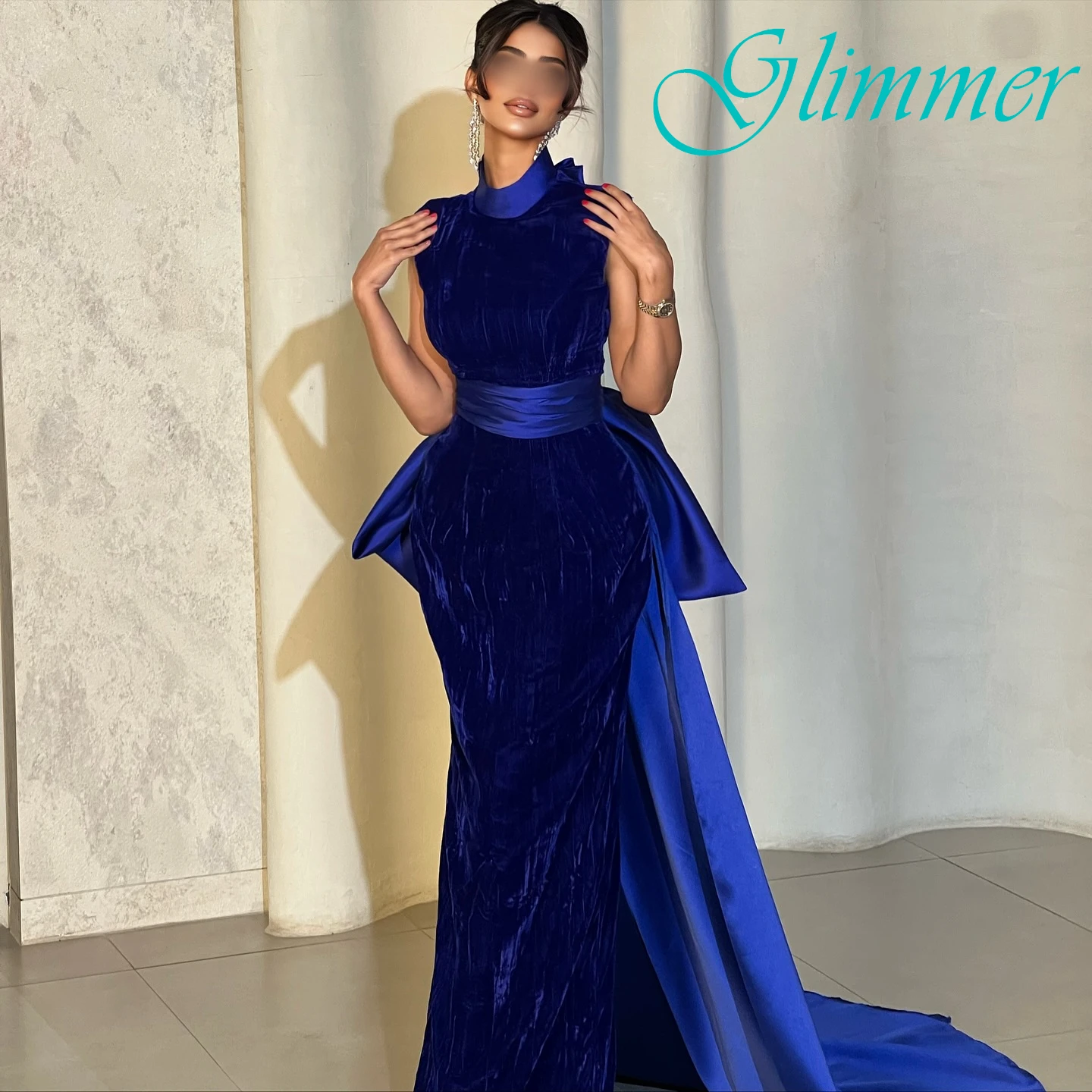 

Прямое элегантное вечернее платье без рукавов с высоким воротником по индивидуальному заказу, высококачественные платья на заказ, нежное вечернее платье