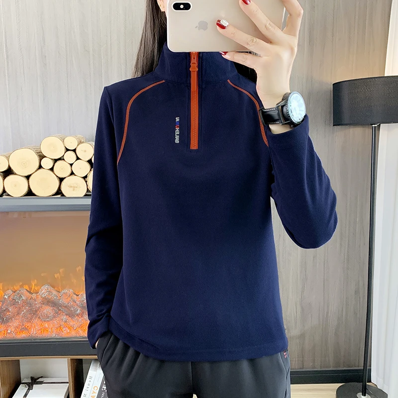 

Women's Outdoor Fleece Thickened Top Stand-up Collar Top Warm Long-sleeved Shirts for Women Sweater Autumn Hiking Comfortable