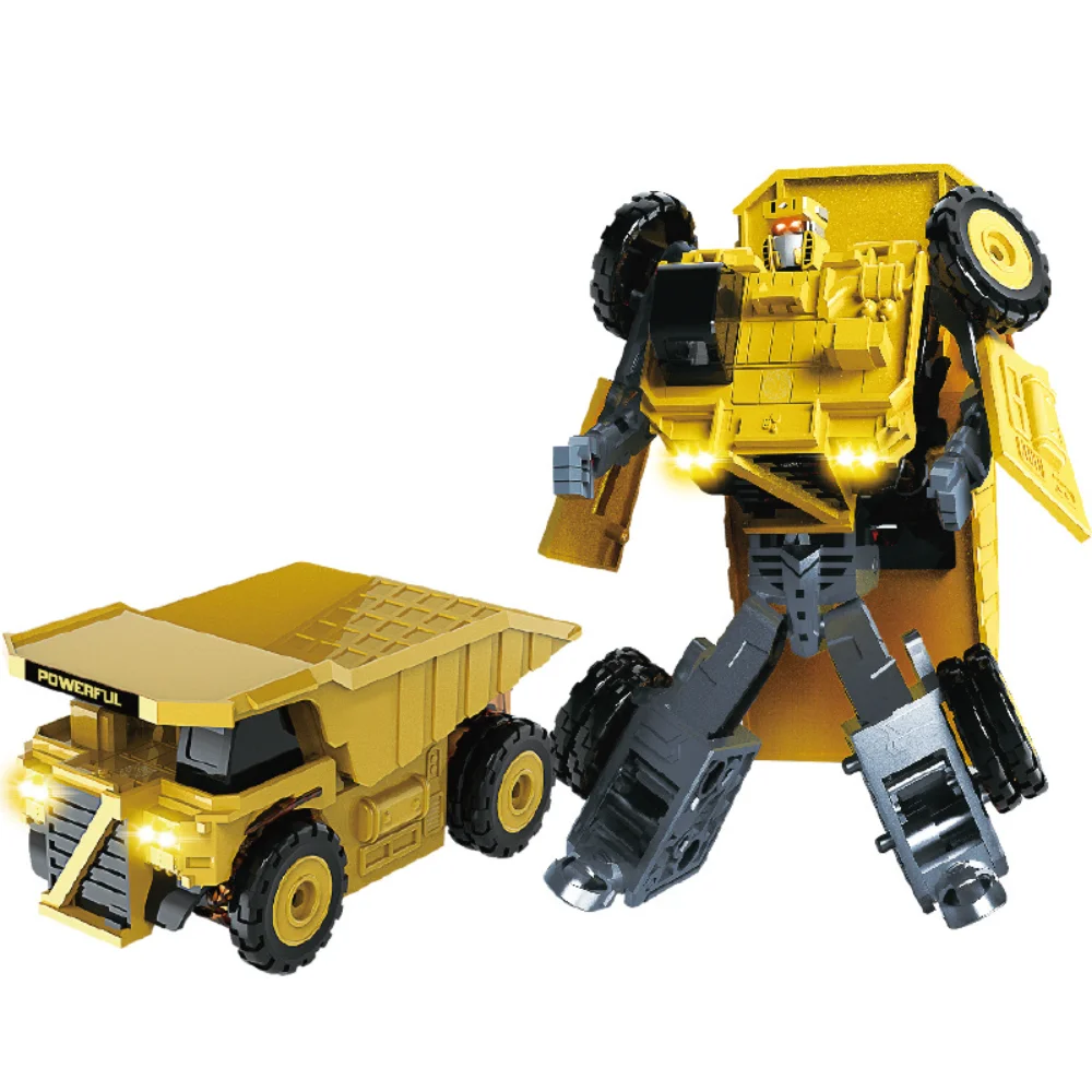 BKK Alloy Deformation Engineering Vehicle Robot Train Car Excavator Bulldozer Children's Toy