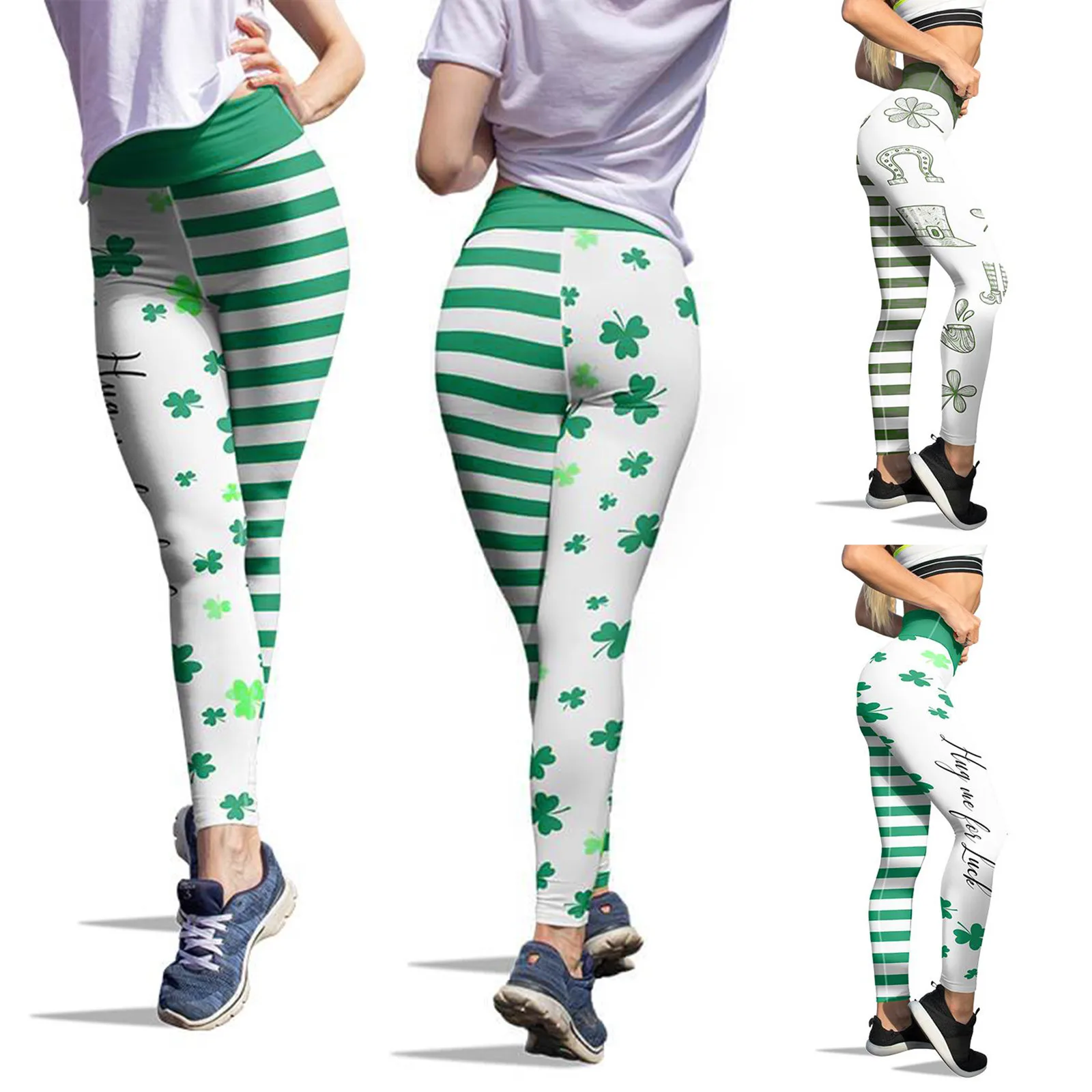 

Women Leggings Green Saint Patricks Pat St Paddys Day Legging Pants Sports Gym Push Up Tight Trousers For Yoga Pilates Running