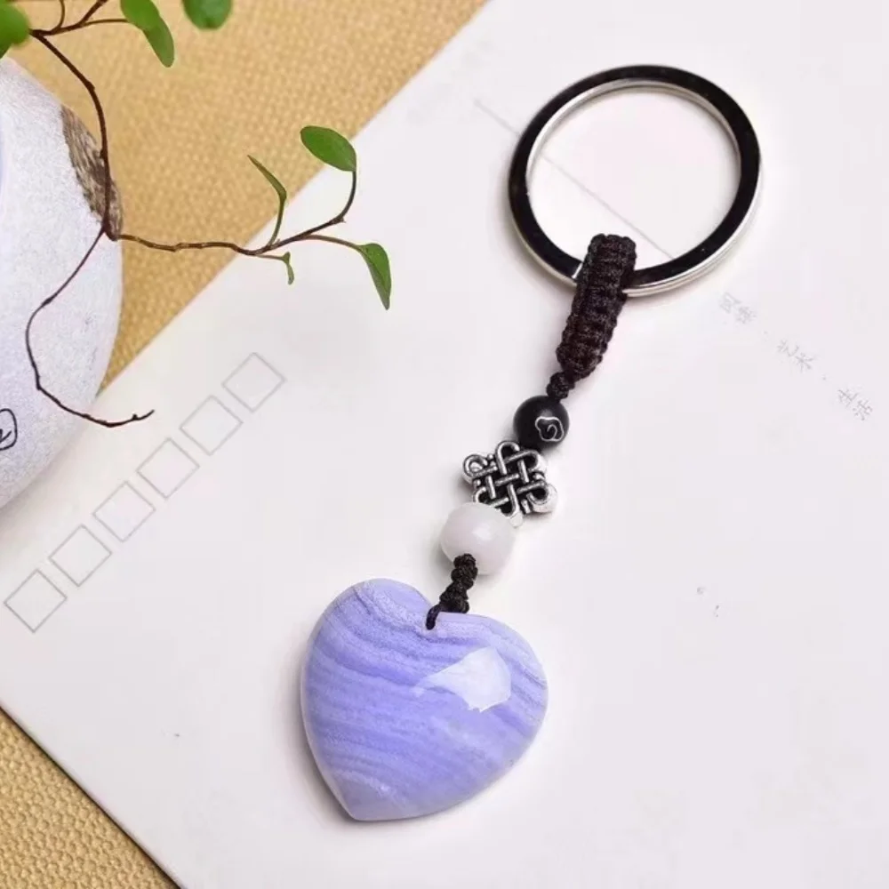 

blue lace agate keychain fortune stone home decoration spiritual healing crystal