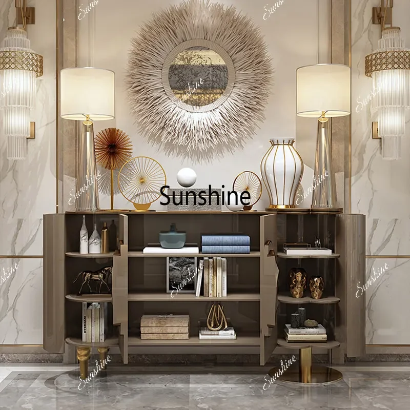 Simple modern entrance cabinet Light luxury style entrance hall cabinet Solid wood storage decorative cabinetTJ