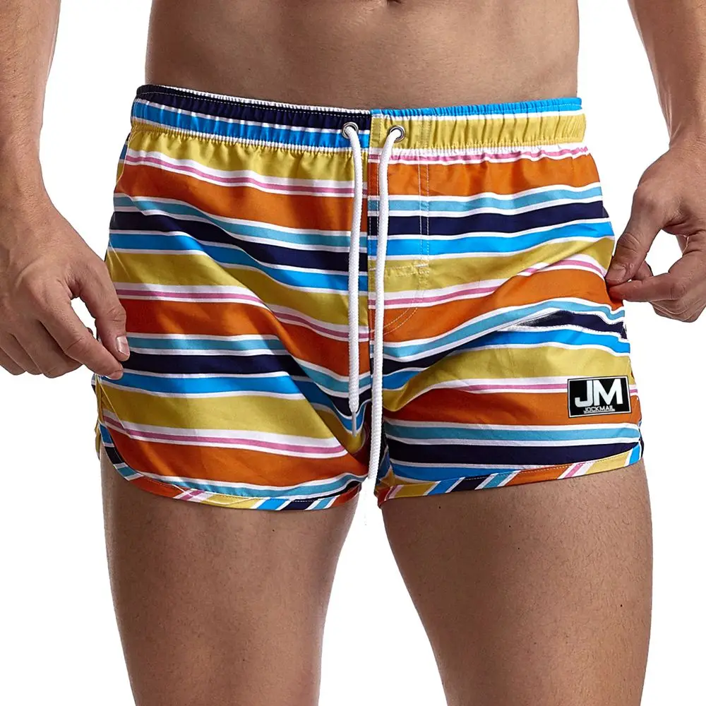 JOCKMAIL Men\'s Swimming Board Shorts Suits for Beach Shorts Surfing Men Fashion Rainbow Print Swim Trunks Quick Dry Swimwear