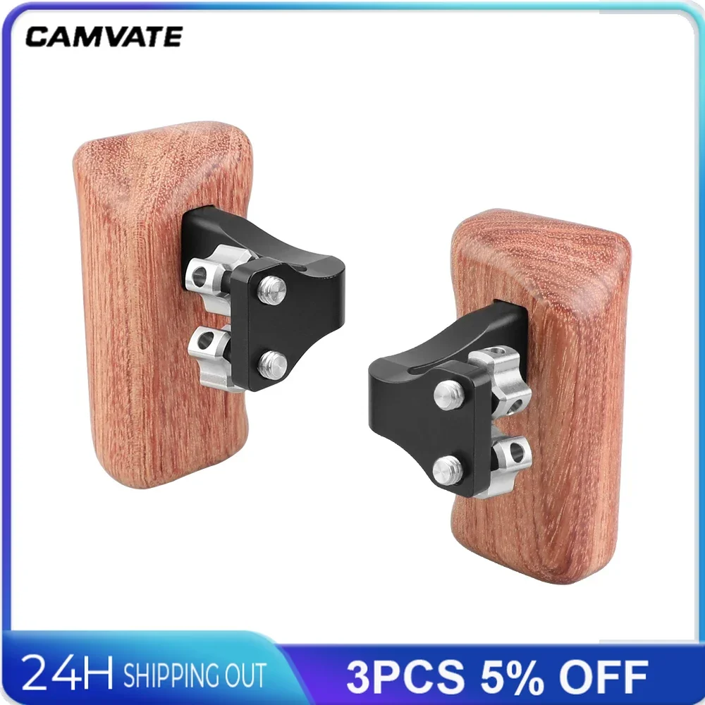 CAMVATE fotocamera reversibile impugnatura in legno sinistra/destra con manopola Thumbscrew da 1/4 "-20 per DSLR RED Camera DV Video Cage Rig