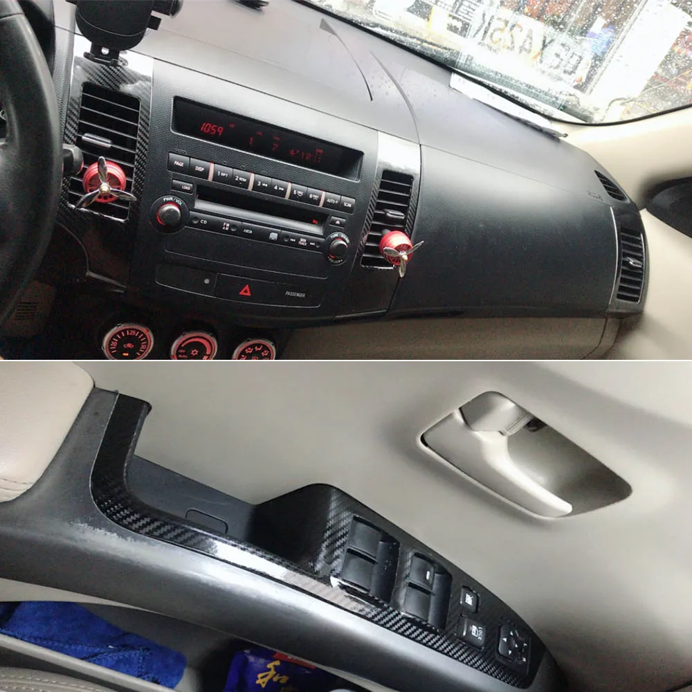 Car-Styling  Carbon Fiber Car Interior Center Console Color Change Molding Sticker Decals For Mitsubishi Outlander EX 2006-2011