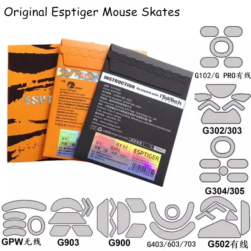 Original Esptiger ICE V2 Arc 1 2 Mouse Skates For Logitech G102 G PRO G302 G303 G304 G305 G403 G603 G703 G502 G900 G903 GPW PROX