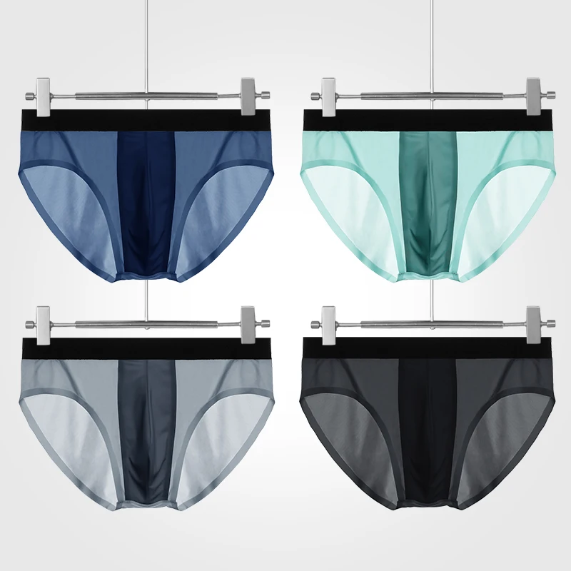 

5 шт. мужские летние тонкие дышащие треугольные трусы из ледяного шелка с графеновой антибактериальной внутренней промежностью U-выпуклые сексуальные ледяные