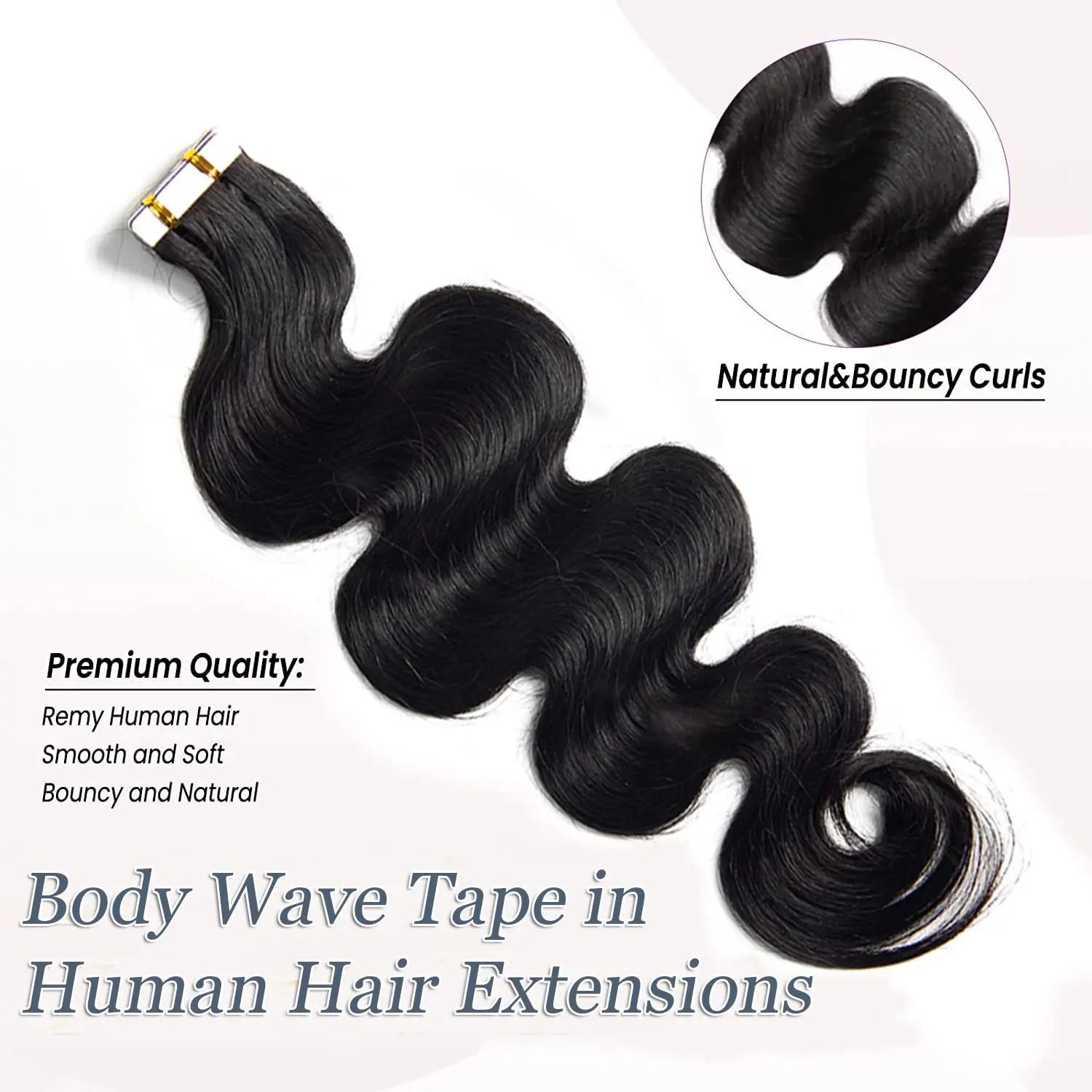 Fita em extensões de cabelo cabelo humano 20 pçs 50g fita de onda de corpo inteiro em extensões de cabelo para preto feminino invisível preto cabelo real