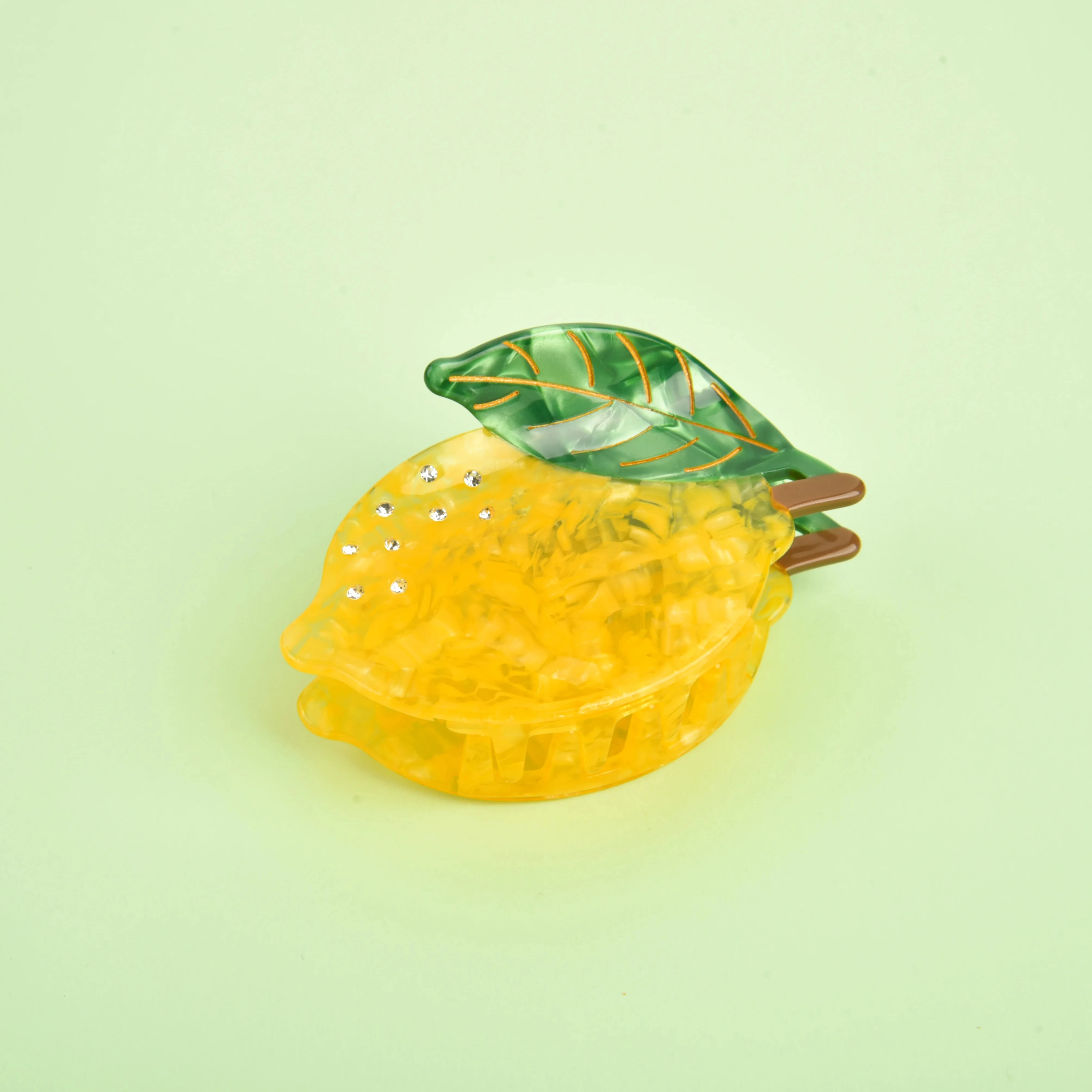 

DuoShang New Style Rhinestone Fruit Lemon Acetate Hair Claw Light Luxury Eco-friendly Claw Clip for Women Girls Hair Accessories