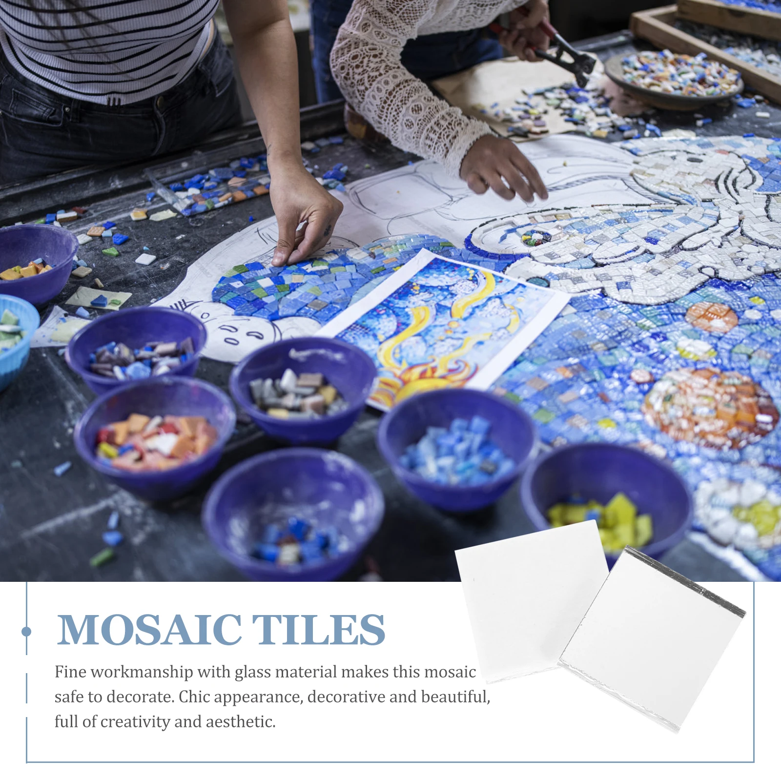 

300pcs Mosaic Tiles Self Adhesive Glass Mirror Pieces for Craft DIY Home Decoration Golden Color Crystal Marbles