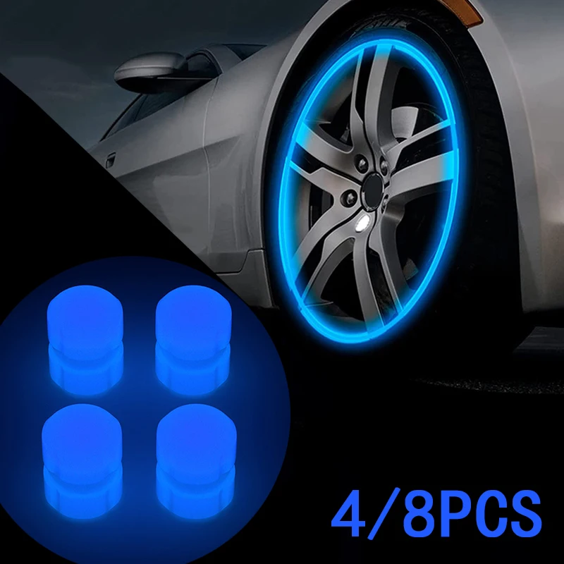 

Mini Luminous Tire Valve Caps Car Motorcycle Glowing Valve Cover Tire Wheel Hub Styling Decor Valve Caps Auto Accessories 4/8Pcs