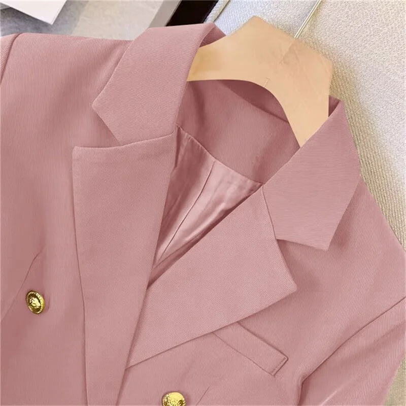 Chaqueta Formal Lisa para mujer, abrigo de manga larga con doble botonadura, ropa de trabajo para oficina, prendas de vestir exteriores para mujer,