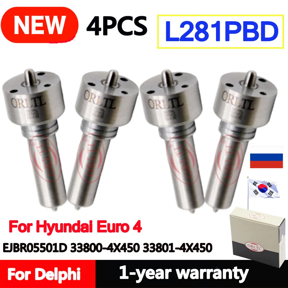 

4PCS L281PRD L281PBD Injector EJBR05501D 33800-4X450 33801-4X450 Diesel Fuel Nozzle For Hyundai Euro 4 338004X450 338014X450