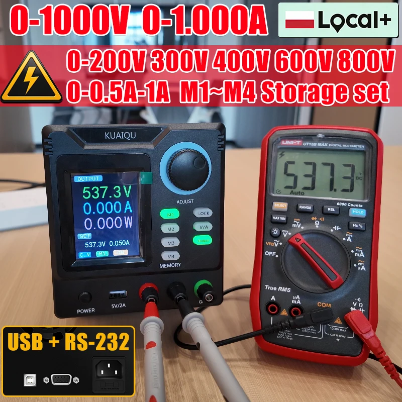 KUAIQU Programmierbares DC-Schaltnetzteil mit hoher Spannung 400V 400W 800V 1000V 1000W 1A USB RS232 für Computerkommunikation