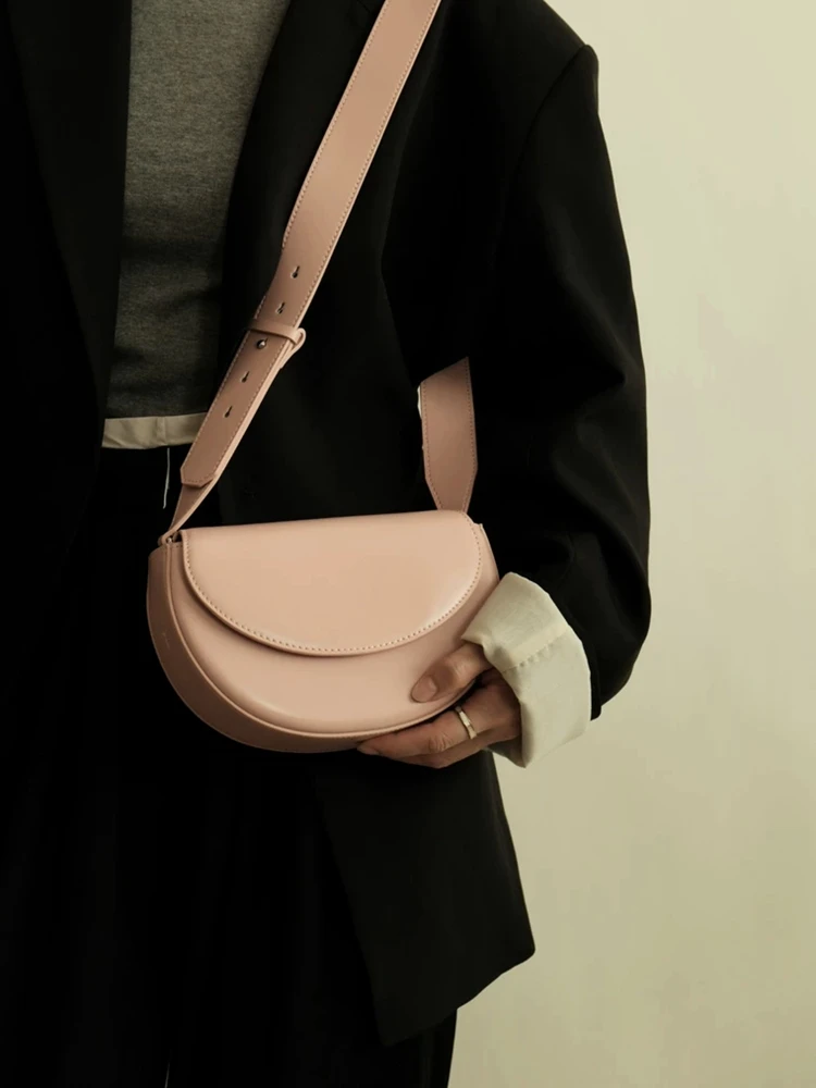 

Fashion Simple Retro Half-Round Bag Genuine Leather Women Bag\Handbag Nice Real Leather Female Shoulder Crossbody Bag Small