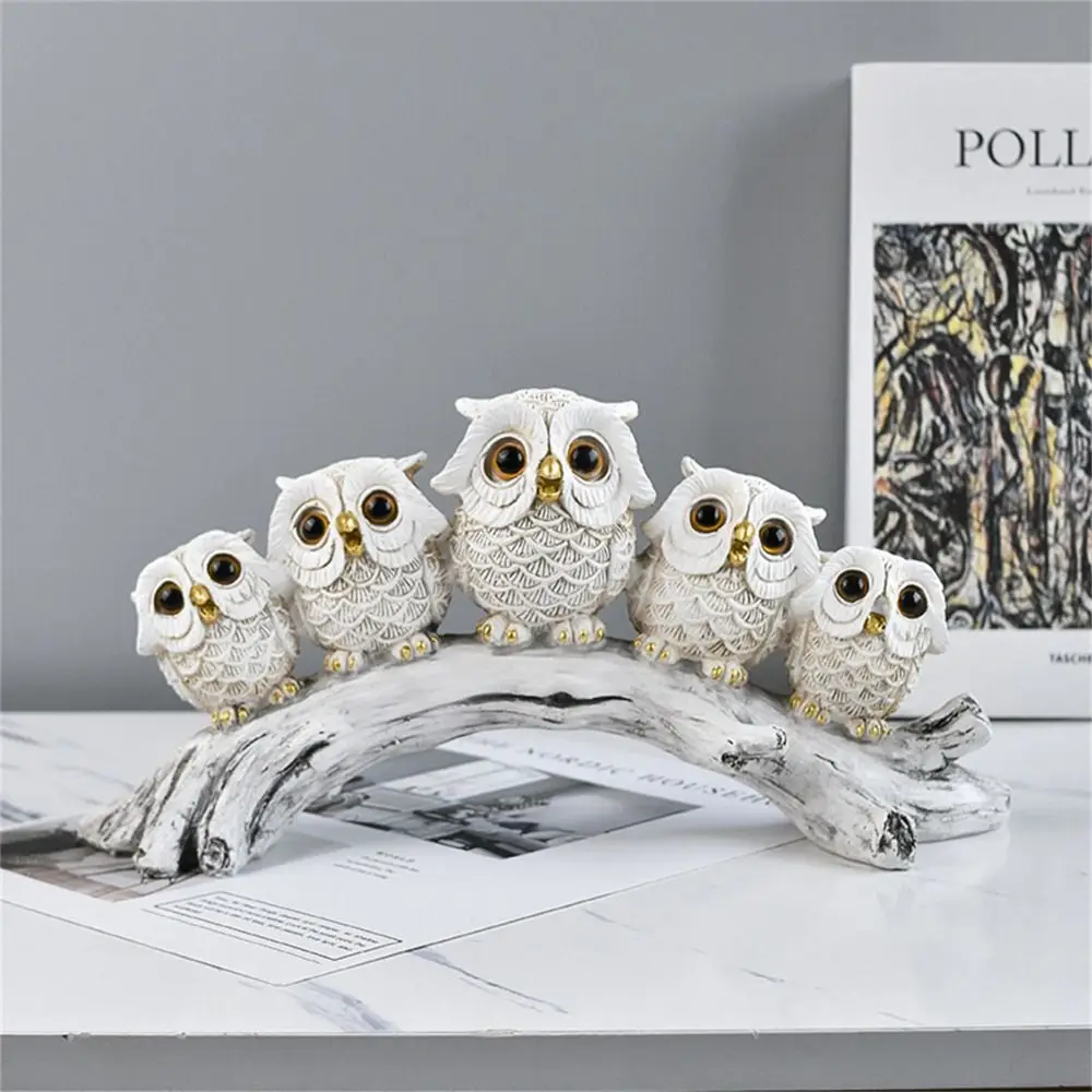 المشهد الصغير الراتنج البومة زخرفة الإبداعية لطيف الحيوان تمثال حية مقاوم للماء مصغرة تمثال النحت خزانة #4