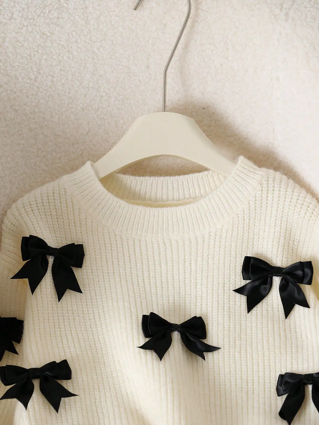 سترة Tween Girl اللطيفة المستوحاة من الباليه بفيونكة مزدوجة ورقبة دائرية مقصوصة، بلوفر محبوك جميل باللون الرمادي #5