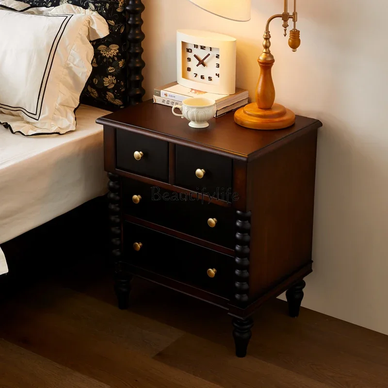 

yj5 American retro bedside table master bedroom against the wall cherry retro solid wood chest