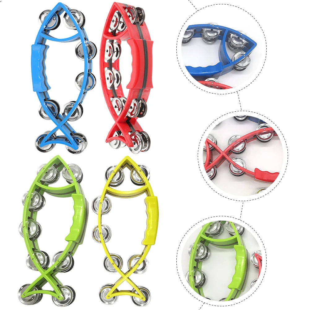 4 قطعة حلقة اليد آلة موسيقية للأطفال الكبار قرع لعبة أجراس المحمولة حفلة الدف مرحلة الأداء