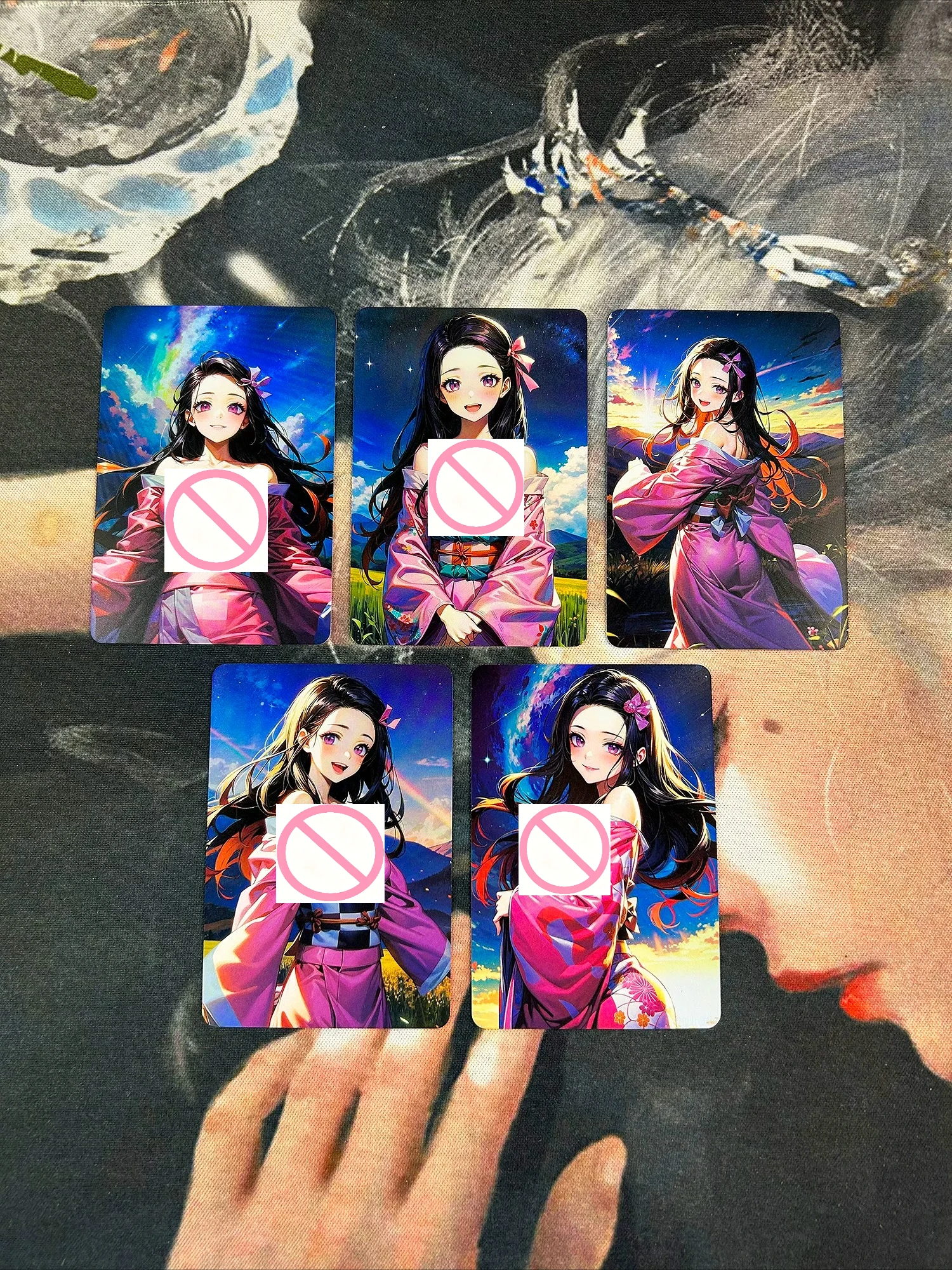 DIY [ACG Premium Personal Set of 5 Cards] Neji Tokito, Kimetsu no Yaiba, Refractive Composite Process Color-Shimmer Cards,Anime