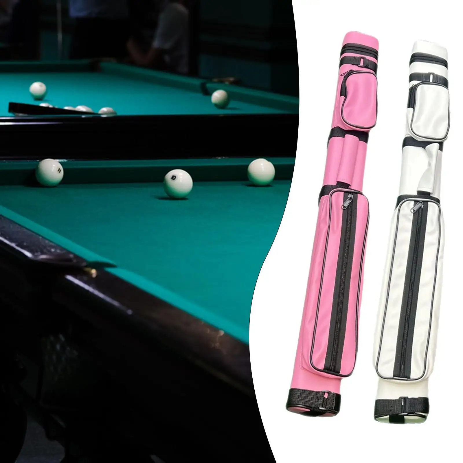 

Pool Cue Case 4 Holes Lightweight Dustproof with Zipper Outdoor for 1/2 Billiard Stick Storag Container Supplies Storage Box