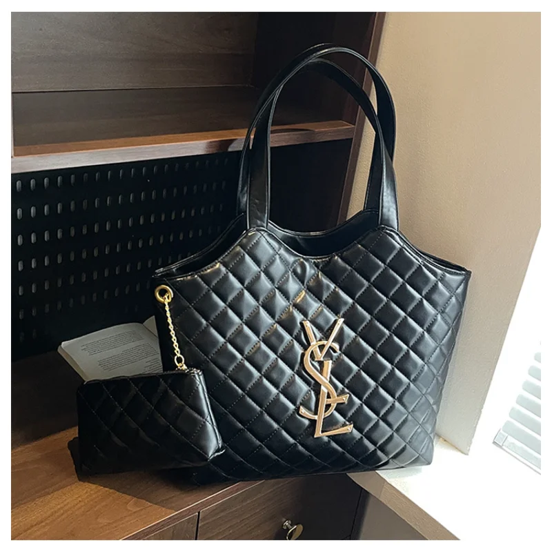 2025 Quilted Tote Bag for Women Spacious Adjustable Crossbody Strap Shoulder Purse with Top Handle Work to Weekend Bag