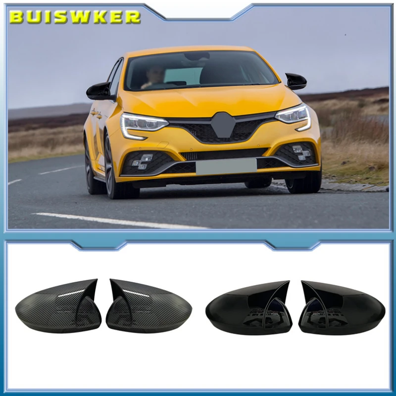 Bat Design Mirror Cover for Megane 4 IV Renault 2016-2021 Car Accessories Piano Black Tuning Auto Sport Bat Design RS Side
