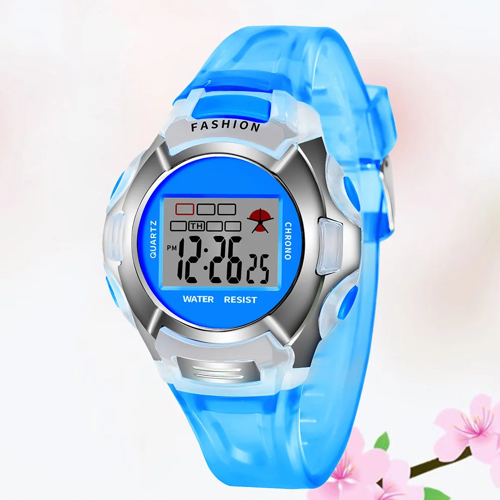 

Kids Sports Watch Blue Waterproof Electronic Watch for Boys Girls LED Luminous Stopwatch Date Week Display Night Use