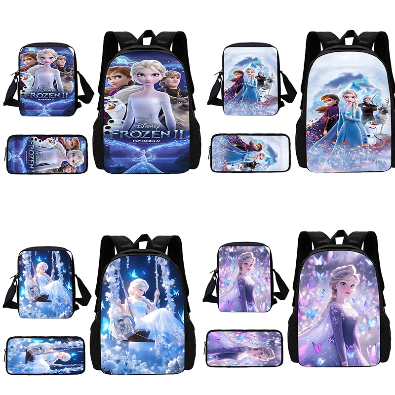 Conjunto de 3 piezas de la princesa Elsa de Frozen para niños y niñas, mochila escolar con bolso de hombro, bolsas de lápices, el mejor regalo