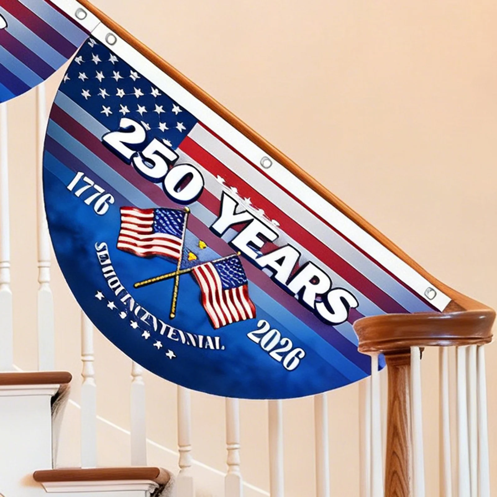 4th of July Garden Flag, Semi-circle Letters Print Bunting Patriotic Flag Party Favor Photo Props
