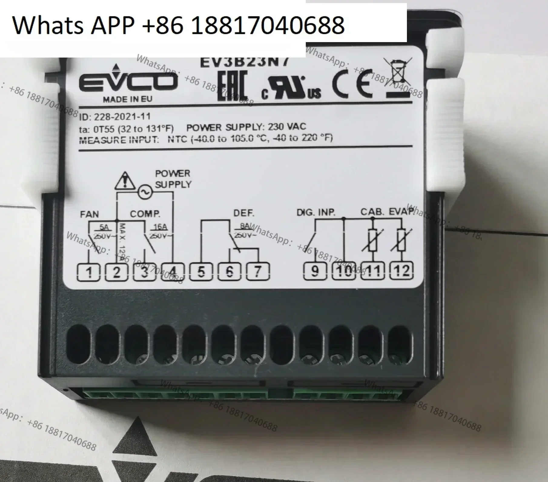 

TM103AT, EV3X21N7, FK150/FK201/EVK201/EVKB21N7, EVK401N7 Термостат EVCO