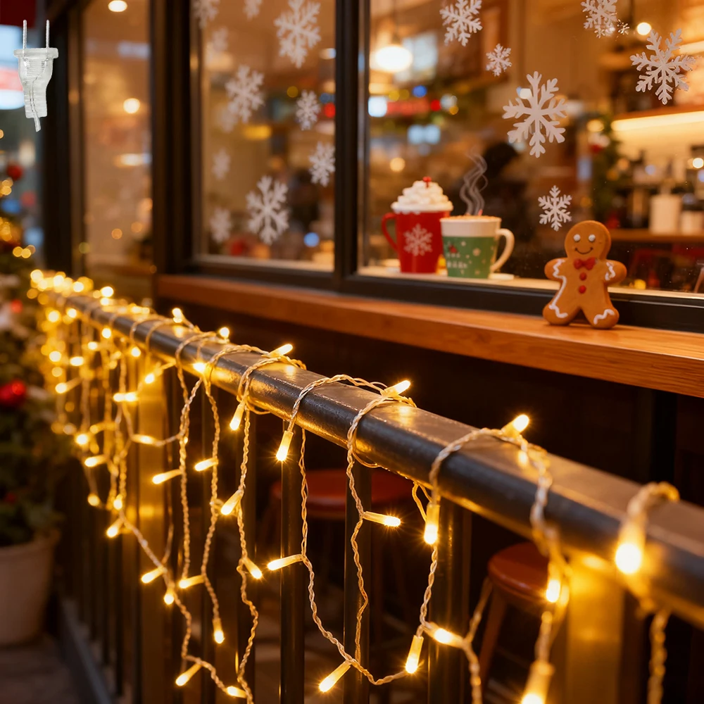 1pc US Plug Starry Sky Ice Bar Light String, 4m*0.6m 96 LEDs Flash Waterfall Light Decoration for Christmas Outdoor