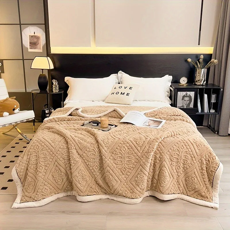 Ultra-Soft Thick Flannel Blanket with Tassels Versatile Cozy Warm Throw for Bed Sofa Travel Allergy-Friendly