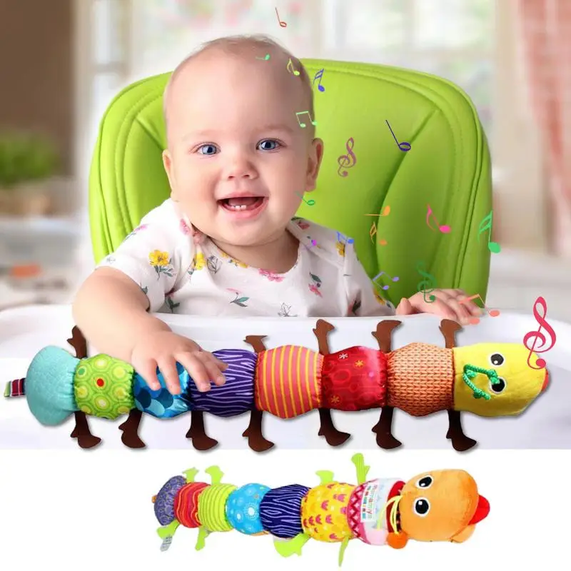 Baby Rattle Musical Caterpillar Worm Soft Infant Plush Toys Educational Interactive Sensory Toy For Babies Newborn Toddler Gift