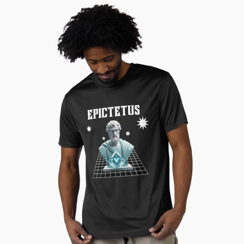 

Epictetus Aqua Diamond Crystal Stoic philosophy Gift t shirt for men 100% cotton printed Graphic Clothes Large size Tops S-6XL