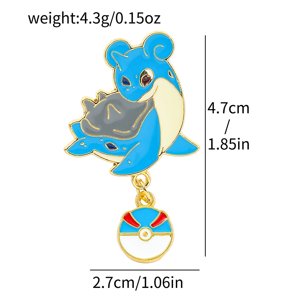 Mew Snorlax Emaille-Anstecknadeln mit Pokeball-Anhänger Cartoon-Metallabzeichen für Rucksack Kleidung Deko Fan-Geschenk – Detail 8