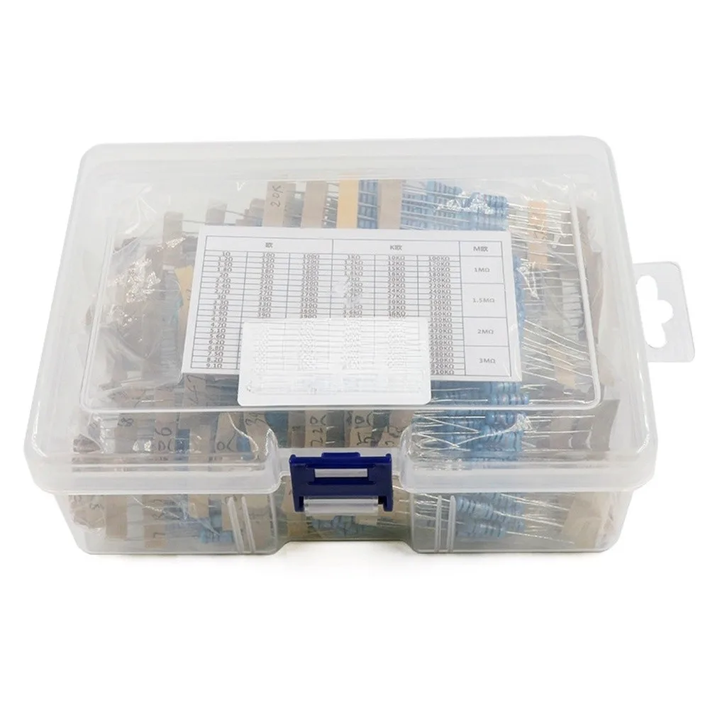 For Electronic Projects 1 Ohm To 3 Megohm Resistors 1W Metal Film Resistor Kit As Shown Stable Metal Film Material