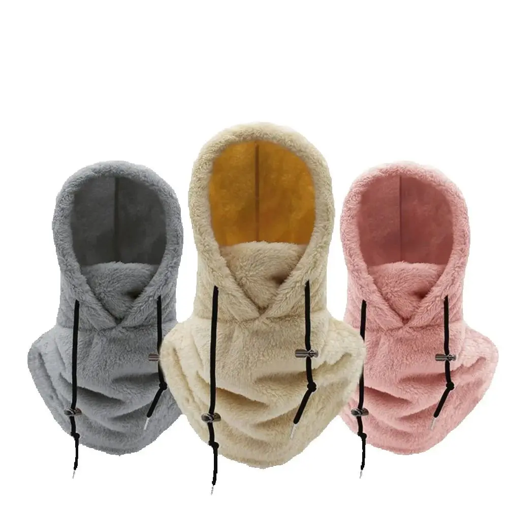 New 3 in 1 Thicken Warm Hood Cover Cap Scarf Neck Warm Hooded Hiking Scarves Sherpa Hood Ski Mask Men Women Windproof Skiing Cap