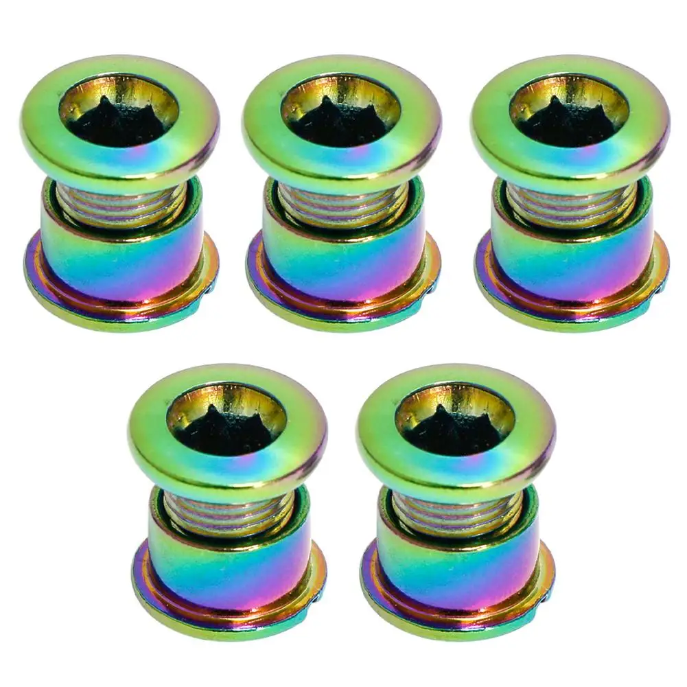 

4PCS/5PCS 10B21 Steel Bike Double Chainring Bolts - 7mm Colorful Chainwheel Screws For Mountain/Folding Bicycle Crankset
