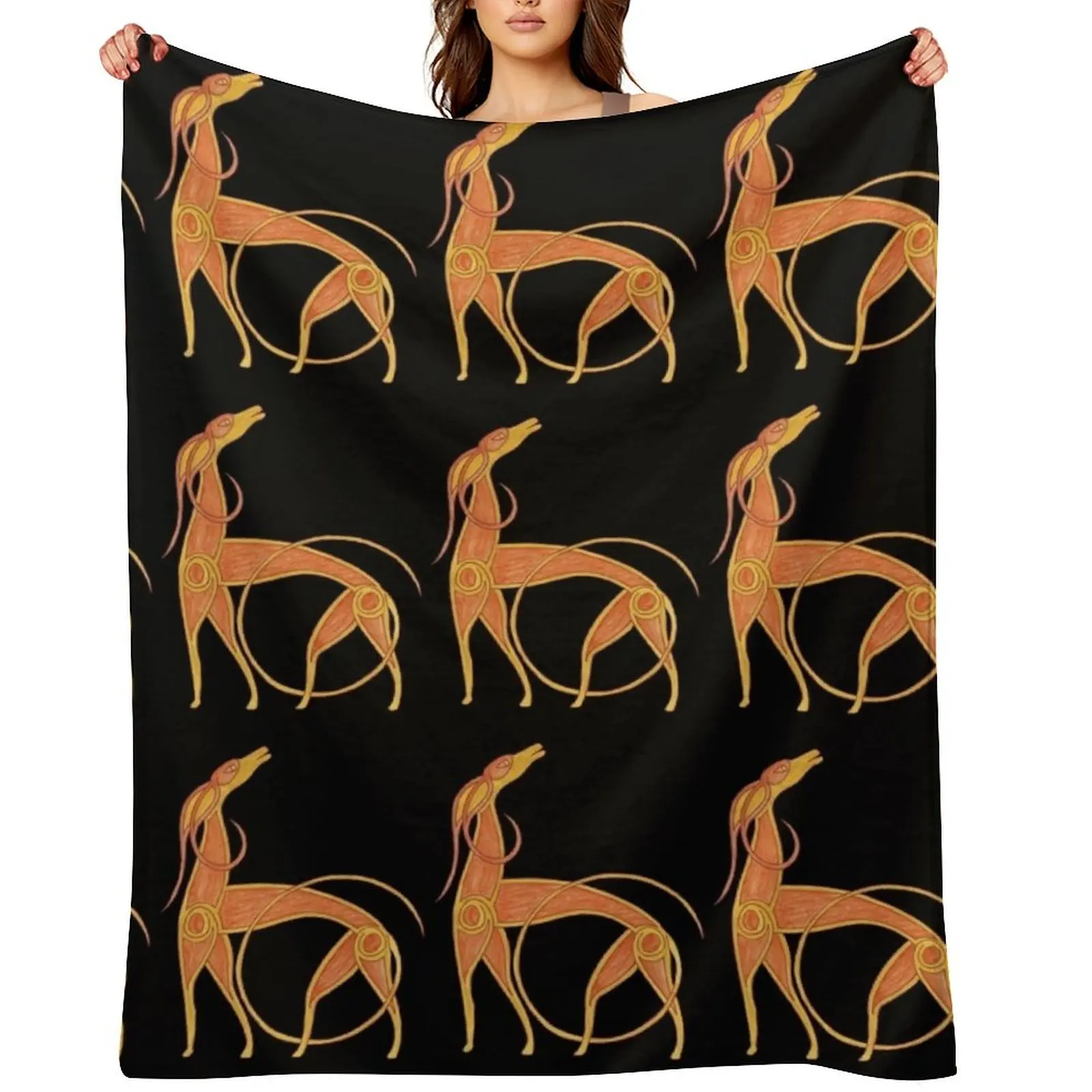 

Celtic Anglo Saxon Greyhound Hound Lurcher Dog Throw Blanket Kid'S Sofa decorative Plaid on the sofa Blankets