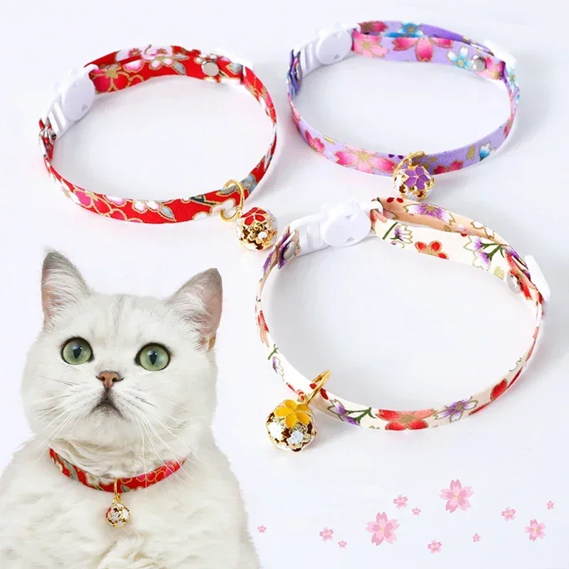 1PC Beauty Pet Cat Collar With Bell Pendant Adjustable Safety Dog Cat Necklace Personalized Kitten Collar Small Dog Accessory