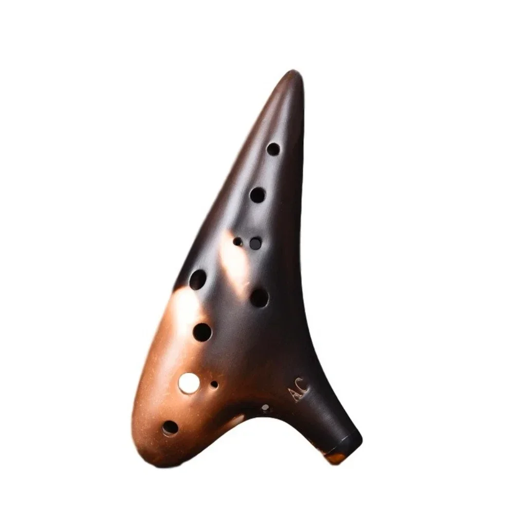 Ceramic Ocarina12 Hole Ocarina Classic Straw Fire Alto C Tones Ceramic Ocarina Chinese Flute Tao Music Instrument Collectible