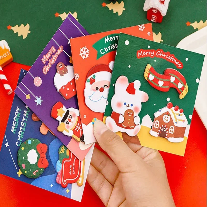 1 Piece Christmas Sticker Sticky Notes Cute Kawaii Cartoon Adhesive Notepad Memo Pad Office Supply School Stationery