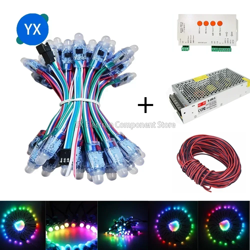 100 個〜 500 個 LED ピクセルライト 12 ミリメートル 5V RGB WS2811 フルカラー防水ストリング DJ ライトボックスサイン 9 ミリメートル文字 5V 屋外