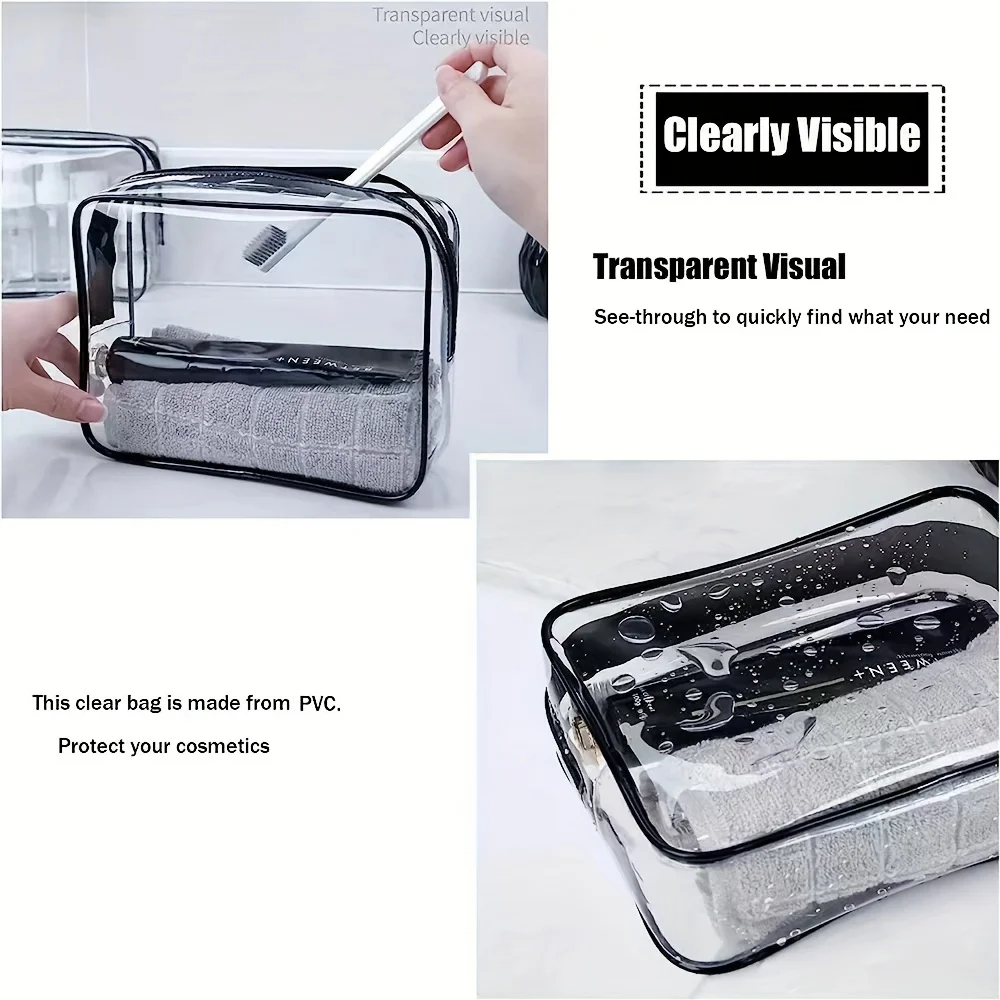 Borsa casual trasparente per uomo e donna: organizer da toilette da viaggio leggero e pieghevole con chiusura a cerniera e maniglia per il trasporto