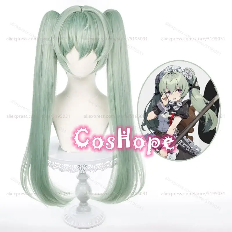 ZZZ كورين ويكس شعر مستعار تأثيري مع ذيل حصان مزدوج 70 سنتيمتر شعر مستعار أخضر طويل تأثيري أنيمي الباروكات مقاومة للحرارة بيروكات صناعية #2