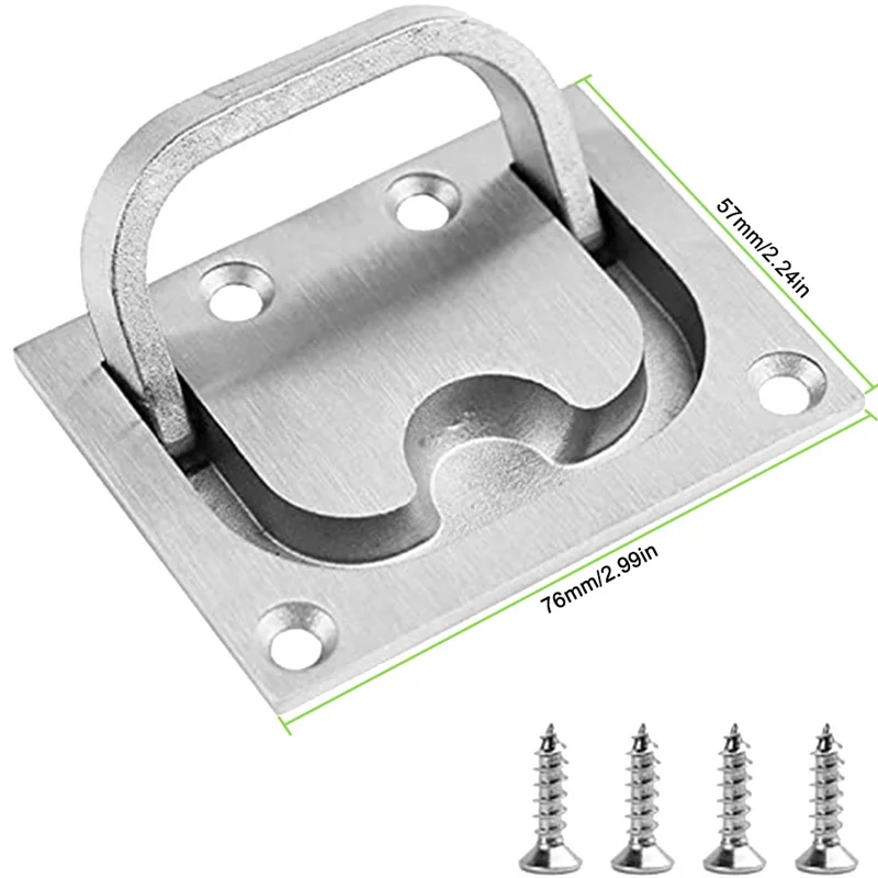 A45F-Hatch Latch Solid Boat Hatch Handles Parts Accessories For Boat Deck Hatch Handles Ring Pulls Recessed Cover Handles Silver